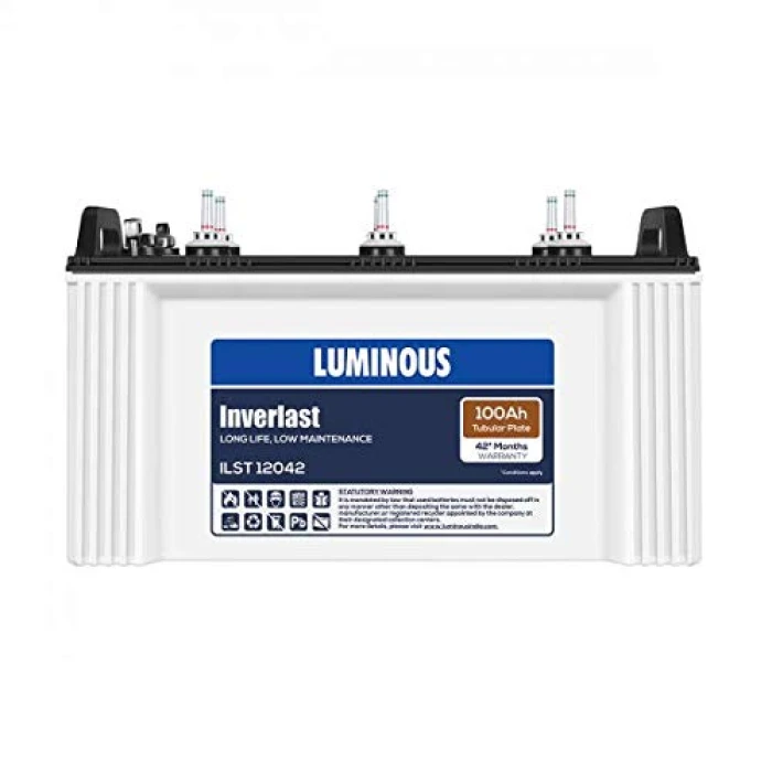 Luminous Inverlast ILST12042 Battery for Home, Office & Shops | 100 Ah Tall Tubular | Easy Installation | Durable and Reliable Inverter Battery | Minimum Maintenance