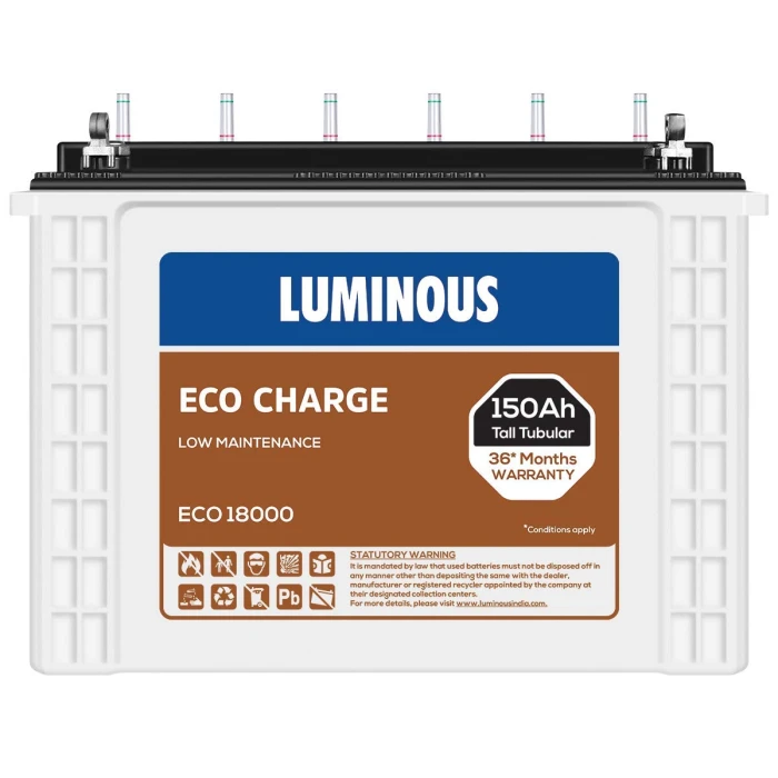 Luminous Eco Charge EC18000 150Ah Tall Tubular Battery
