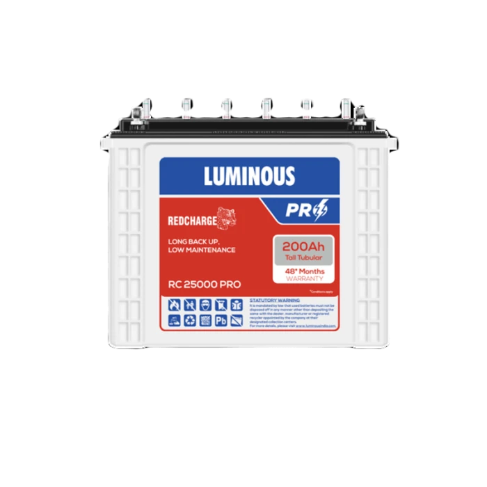 LUMINOUS 200Ah Red Charge Tall Tubular PRO Inverter Battery for Home, Office & Shops -RC 25000PRO